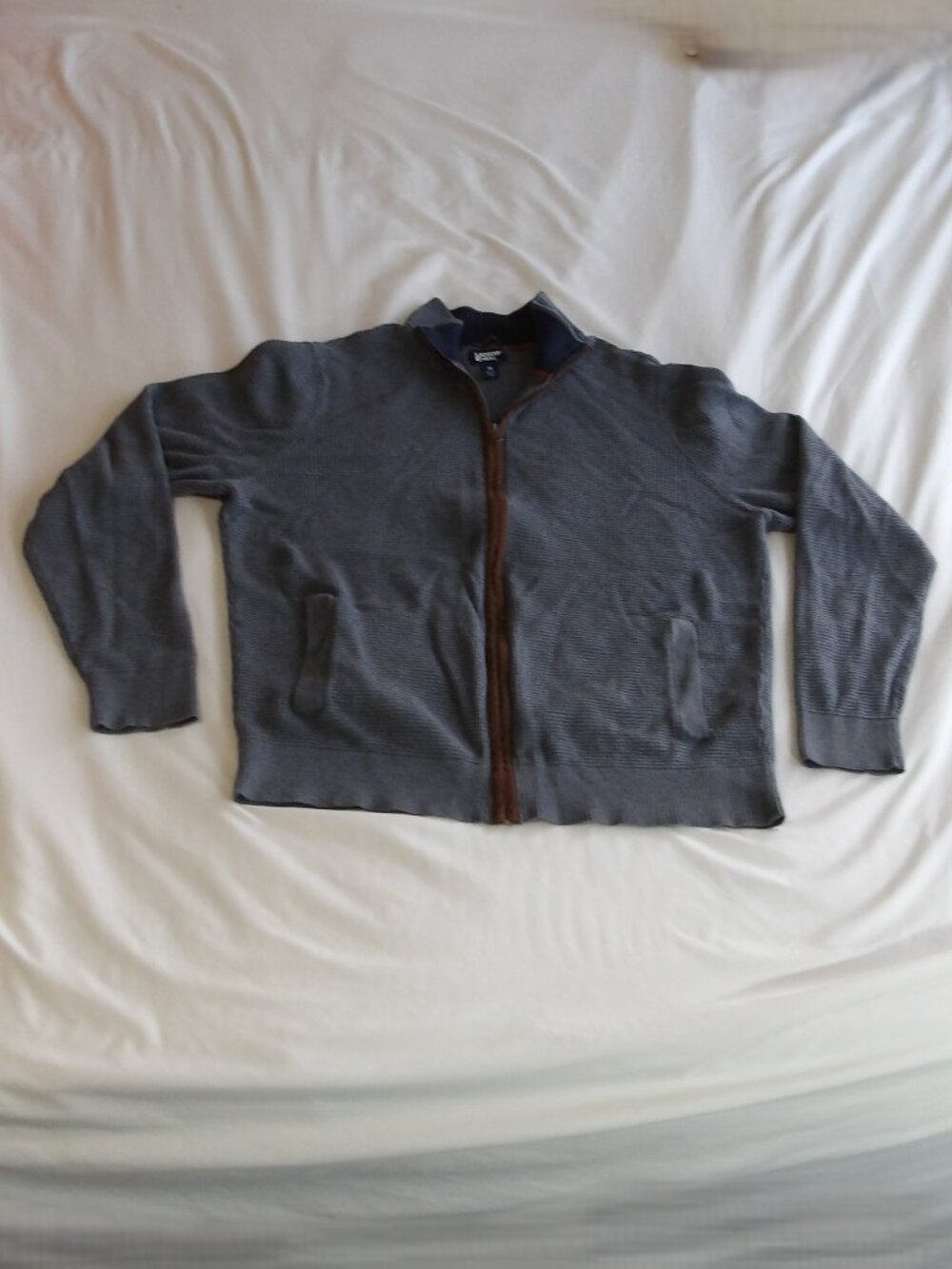 Lands’ End Men’s Cotton Rib Zip‑Front Cardigan Sweater Size M 38–40